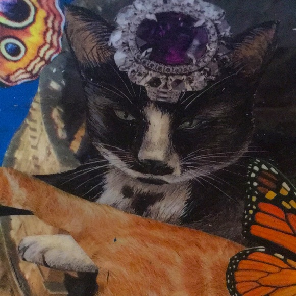 Hand Crafted Vintage Bowl Colorful Cats Designer Fashion Rome Decoupage Art - Picture 6 of 11